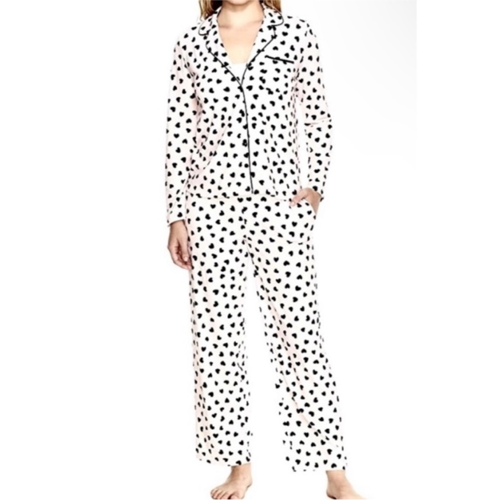 Kate Spade Black and White Heart Polka Dot Pajama Set